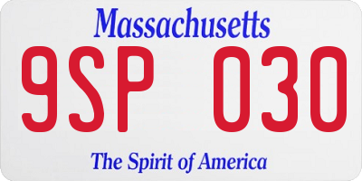 MA license plate 9SP030