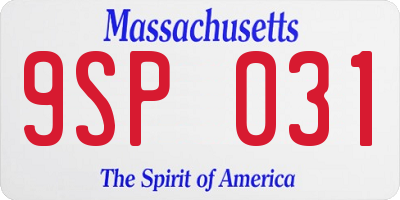 MA license plate 9SP031