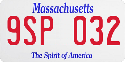 MA license plate 9SP032
