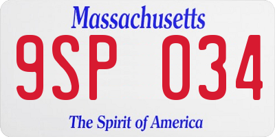 MA license plate 9SP034