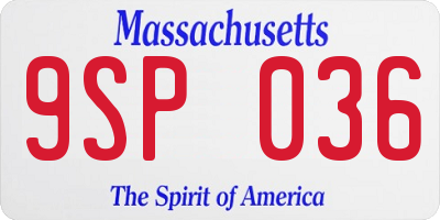 MA license plate 9SP036