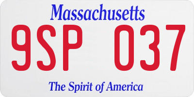 MA license plate 9SP037