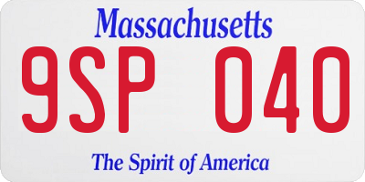 MA license plate 9SP040