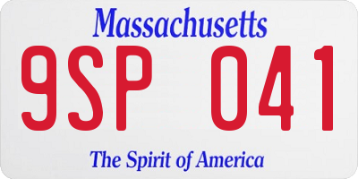 MA license plate 9SP041
