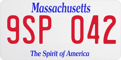 MA license plate 9SP042