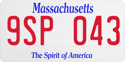 MA license plate 9SP043