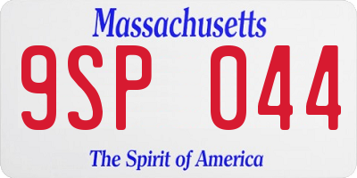MA license plate 9SP044