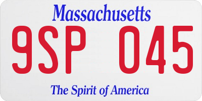 MA license plate 9SP045