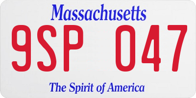 MA license plate 9SP047