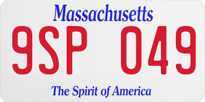 MA license plate 9SP049