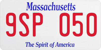 MA license plate 9SP050