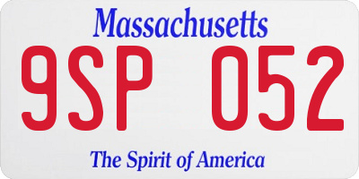 MA license plate 9SP052