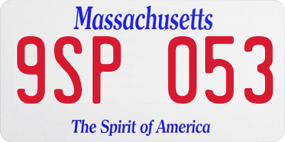 MA license plate 9SP053