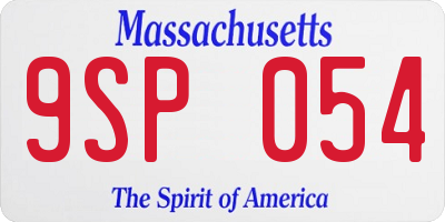 MA license plate 9SP054