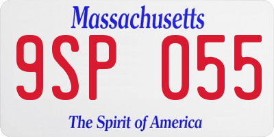 MA license plate 9SP055
