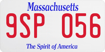 MA license plate 9SP056