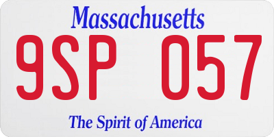 MA license plate 9SP057