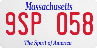 MA license plate 9SP058