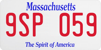 MA license plate 9SP059