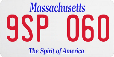MA license plate 9SP060