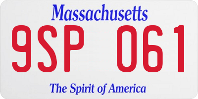 MA license plate 9SP061