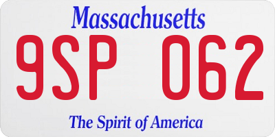 MA license plate 9SP062