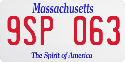 MA license plate 9SP063
