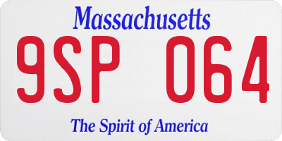 MA license plate 9SP064