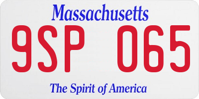 MA license plate 9SP065