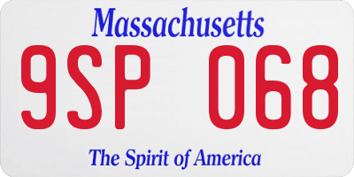 MA license plate 9SP068