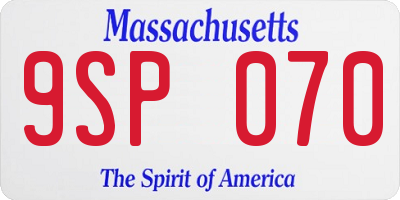 MA license plate 9SP070