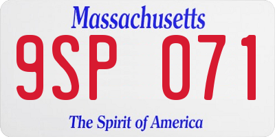 MA license plate 9SP071