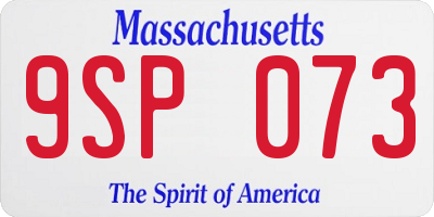 MA license plate 9SP073