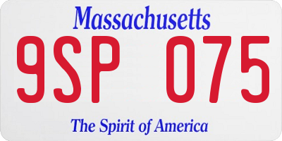 MA license plate 9SP075