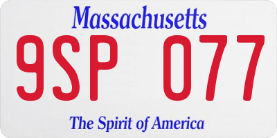 MA license plate 9SP077