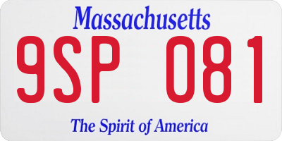 MA license plate 9SP081