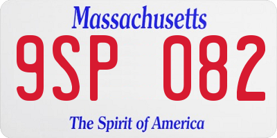 MA license plate 9SP082