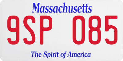 MA license plate 9SP085