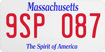 MA license plate 9SP087
