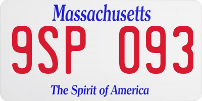 MA license plate 9SP093