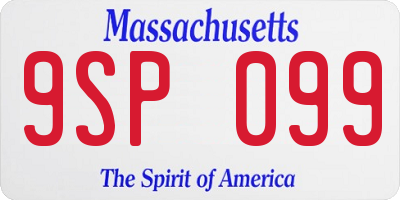 MA license plate 9SP099