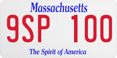 MA license plate 9SP100