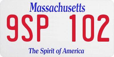 MA license plate 9SP102