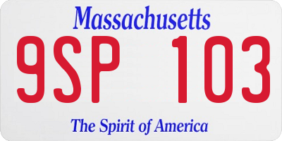 MA license plate 9SP103