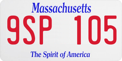 MA license plate 9SP105