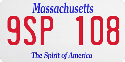 MA license plate 9SP108