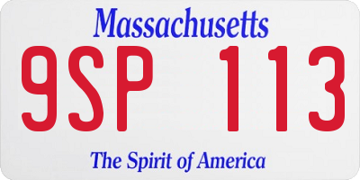MA license plate 9SP113
