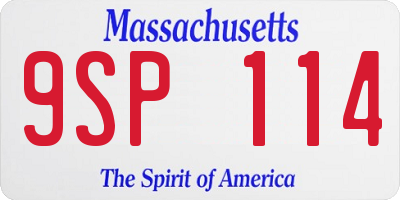 MA license plate 9SP114