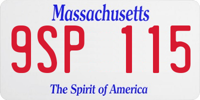 MA license plate 9SP115