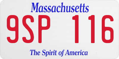 MA license plate 9SP116